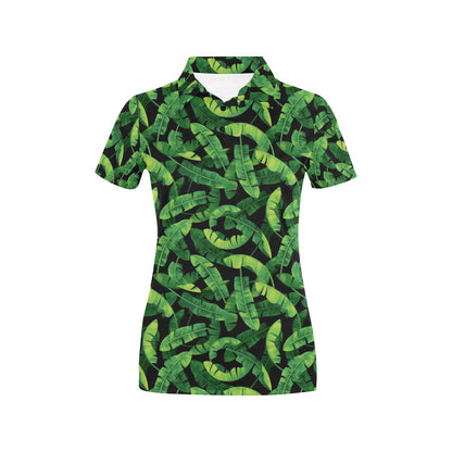 Banana Leaf Pattern Print Design 02 Women's Polo Shirt