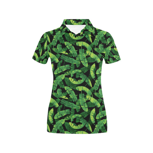 Banana Leaf Pattern Print Design 02 Women's Polo Shirt