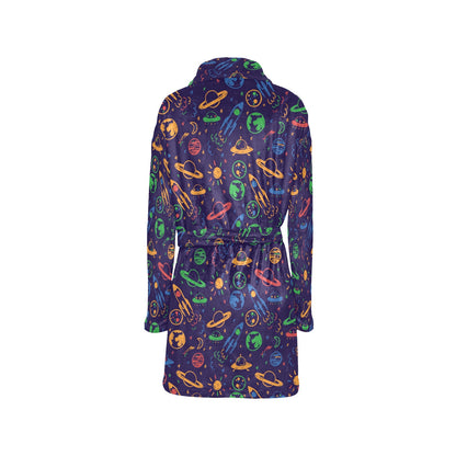 UFO Space Rocket Print Design LKS302 Women's Fleece Robe