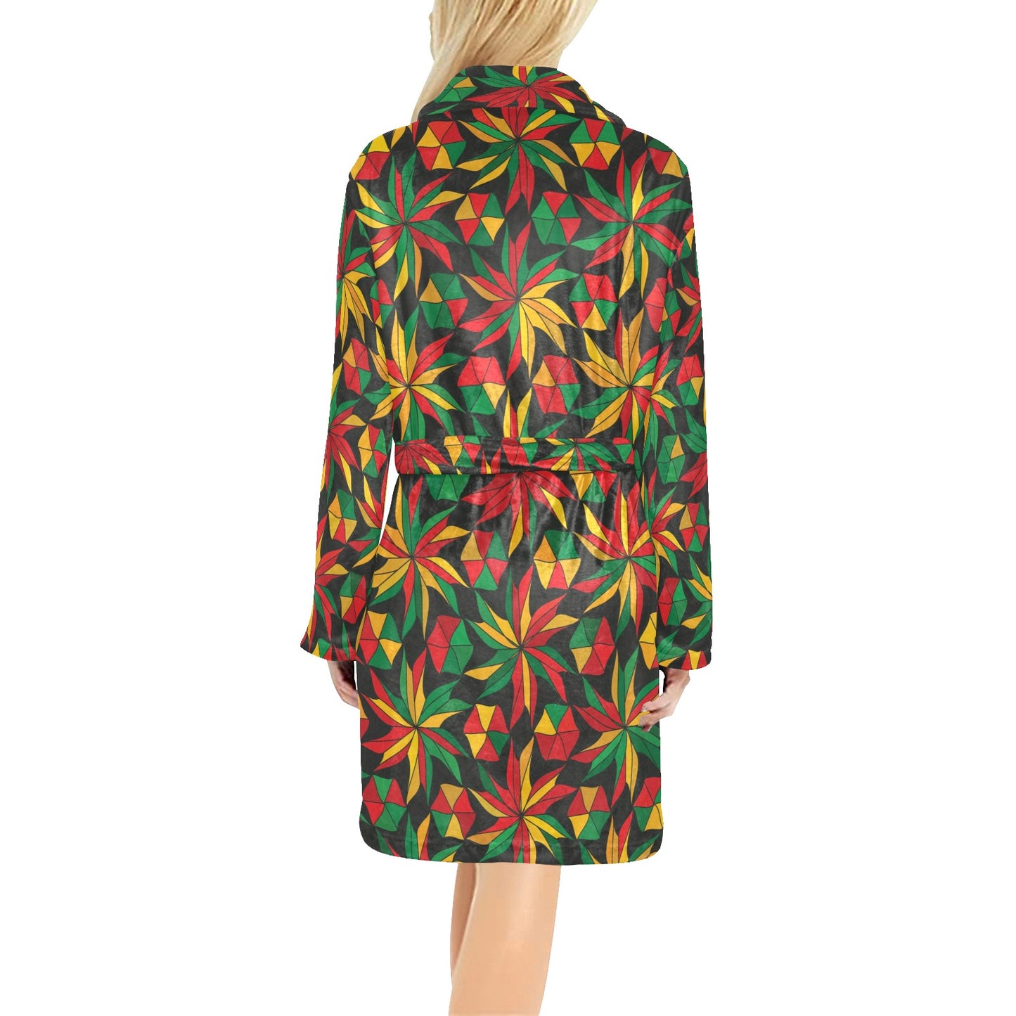 Rastafarian Pattern Print Design A03 Women's Fleece Robe
