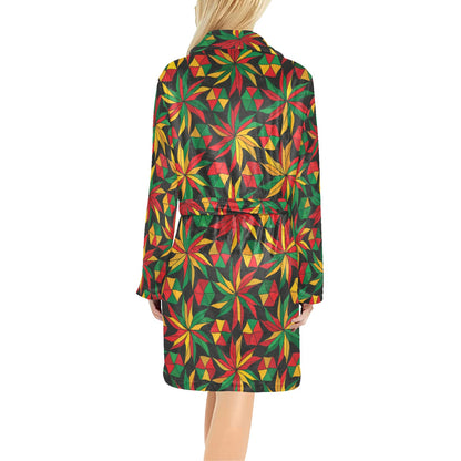 Rastafarian Pattern Print Design A03 Women's Fleece Robe