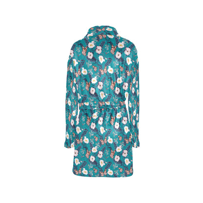 Butterfly Pattern Print Design 012 Women's Fleece Robe