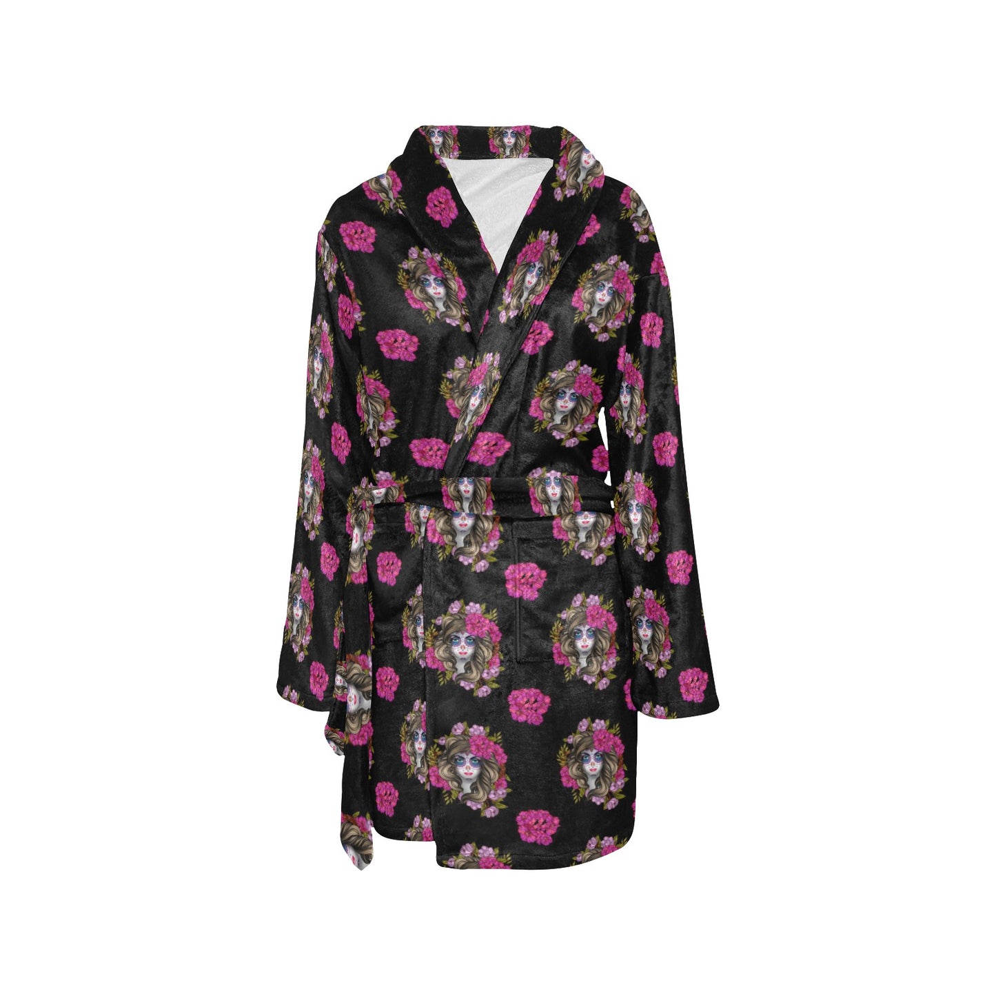Day of the Dead Makeup Girl Women's Fleece Robe