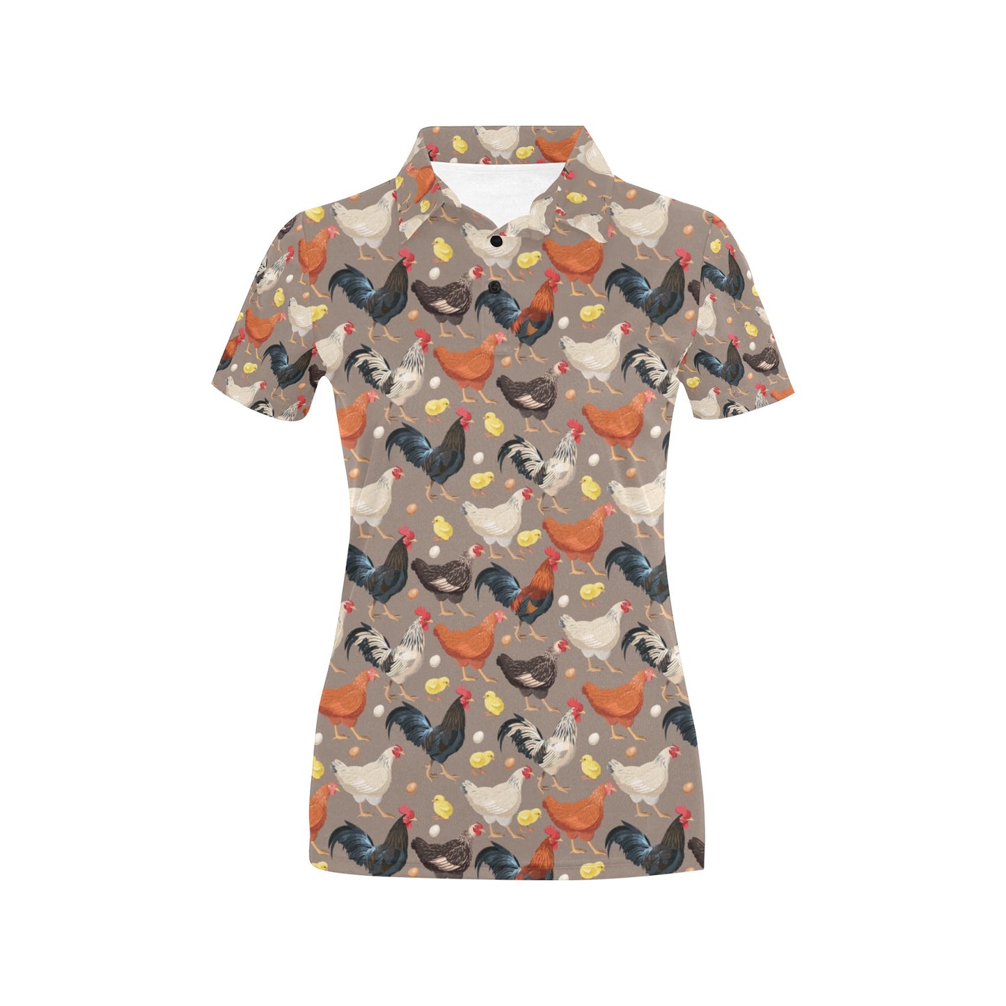 Chicken Evolution Pattern Women's Polo Shirt