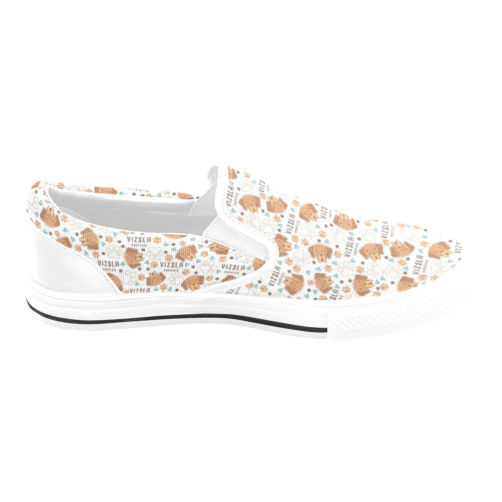 Vizslas Print Design LKS301 White Slip Ons Canvas Women's Shoes