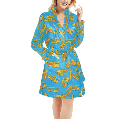 School Bus Print Design LKS302 Women's Fleece Robe