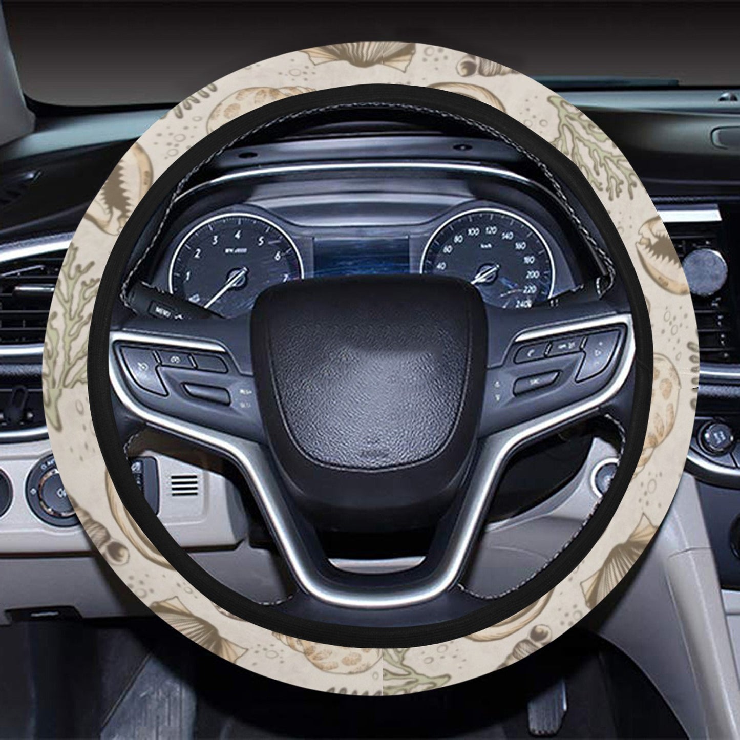 Seashell Print Design LKS304 Steering Wheel Cover with Elastic Edge