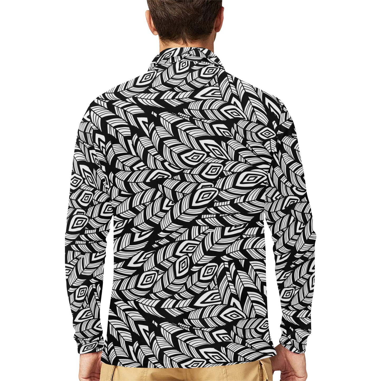 Tribal Pattern Print Design LKS302 Long Sleeve Polo Shirt For Men's