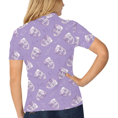 Acting Mask Pattern Print Design 05 Women's Polo Shirt