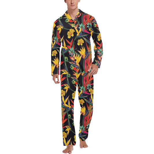Bird Of Paradise Pattern Print Design BOP016 Men's Long Pajama Set