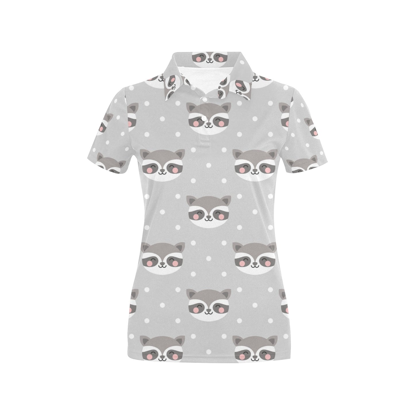 Raccoon Pattern Print Design A04 Women's Polo Shirt