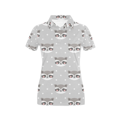 Raccoon Pattern Print Design A04 Women's Polo Shirt