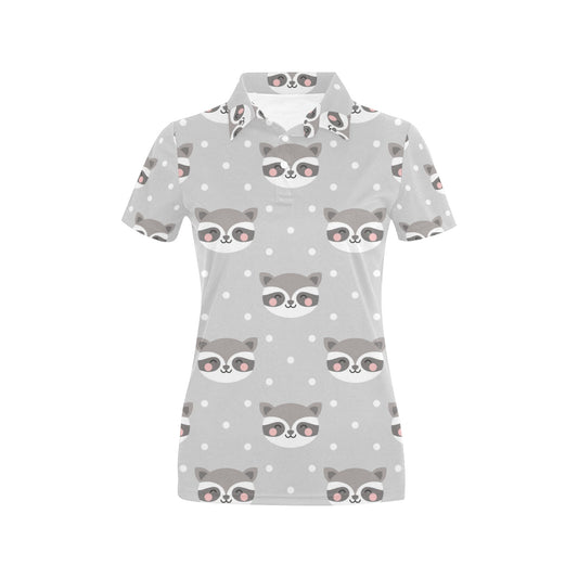 Raccoon Pattern Print Design A04 Women's Polo Shirt