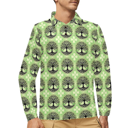 Celtic Pattern Print Design 010 Long Sleeve Polo Shirt For Men's