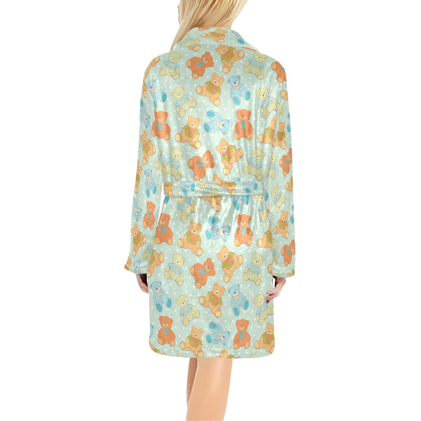 Bear Pattern Print Design 02 Women's Fleece Robe