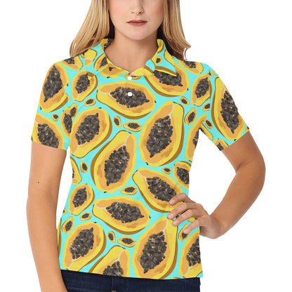 Papaya Pattern Print Design PP03 Women's Polo Shirt