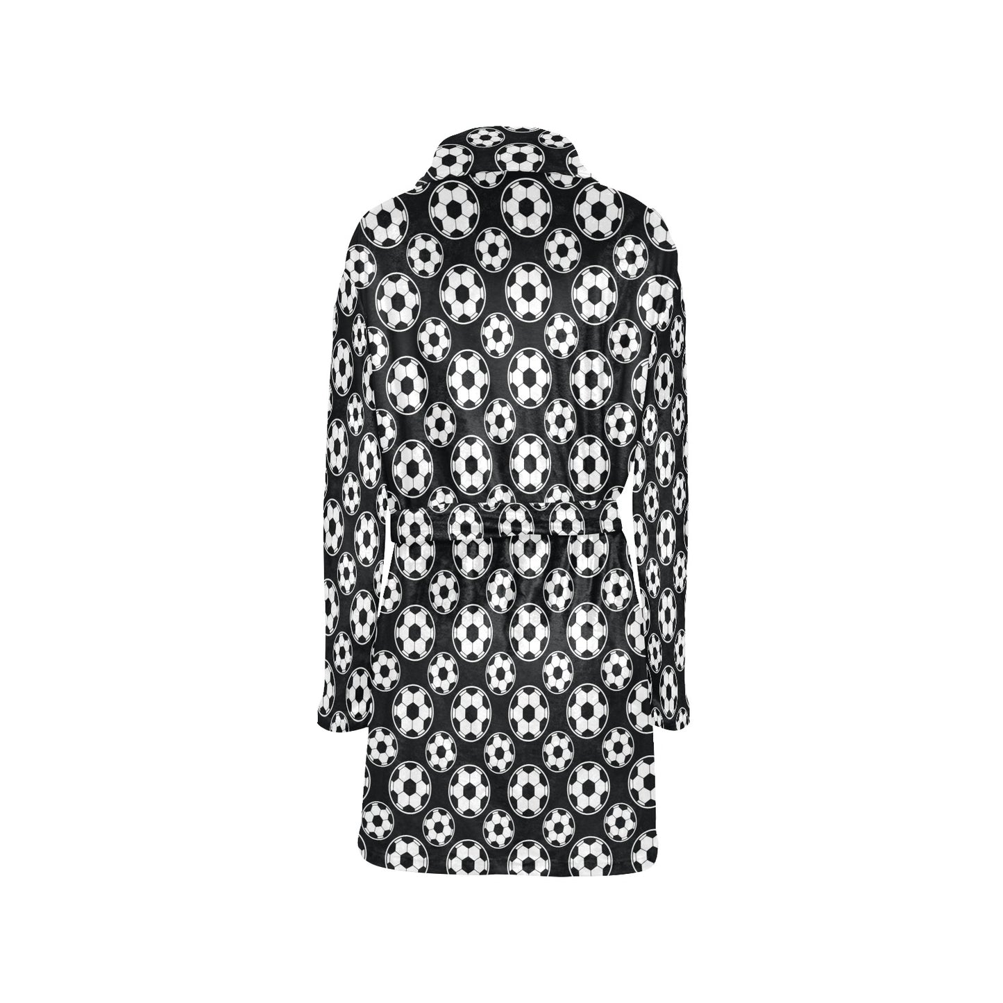 Soccer Ball Black Print Pattern Women's Fleece Robe