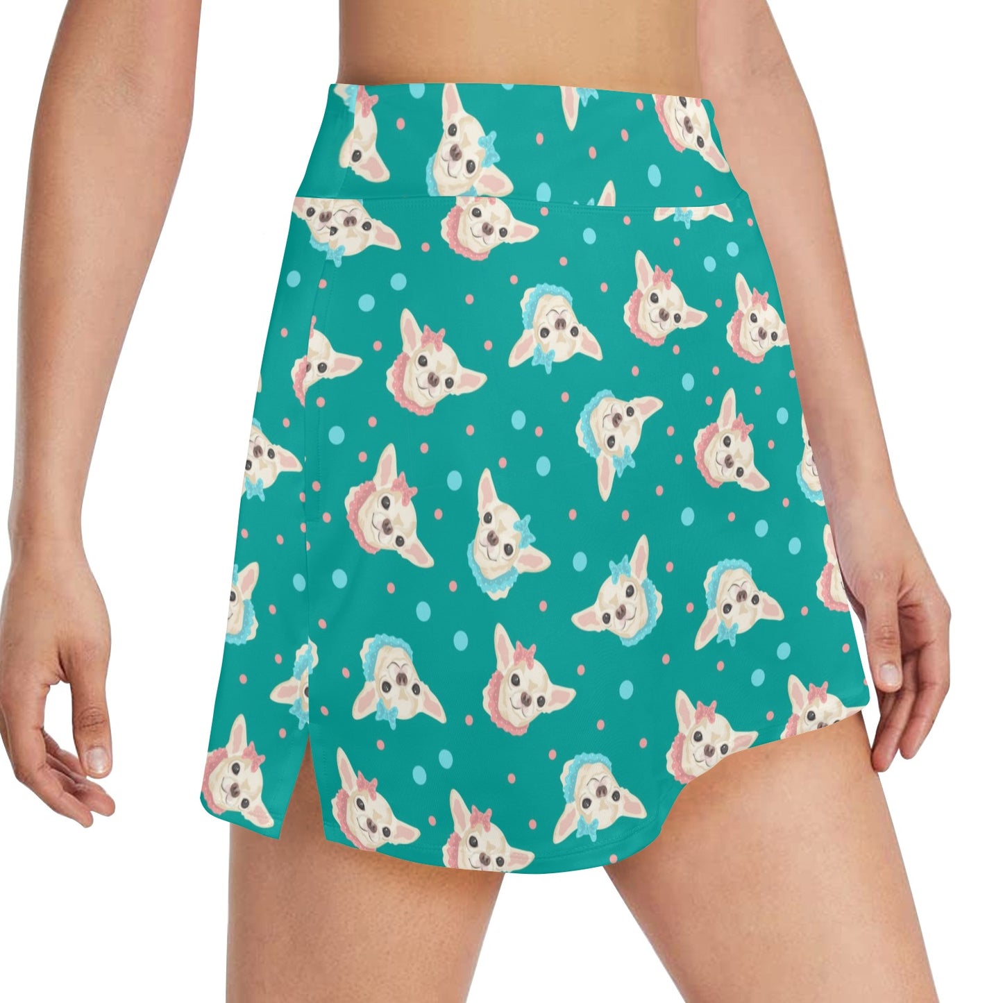 Chihuahua Polka Dot Pattern 17" Golf & Pickleball Skort with Pockets