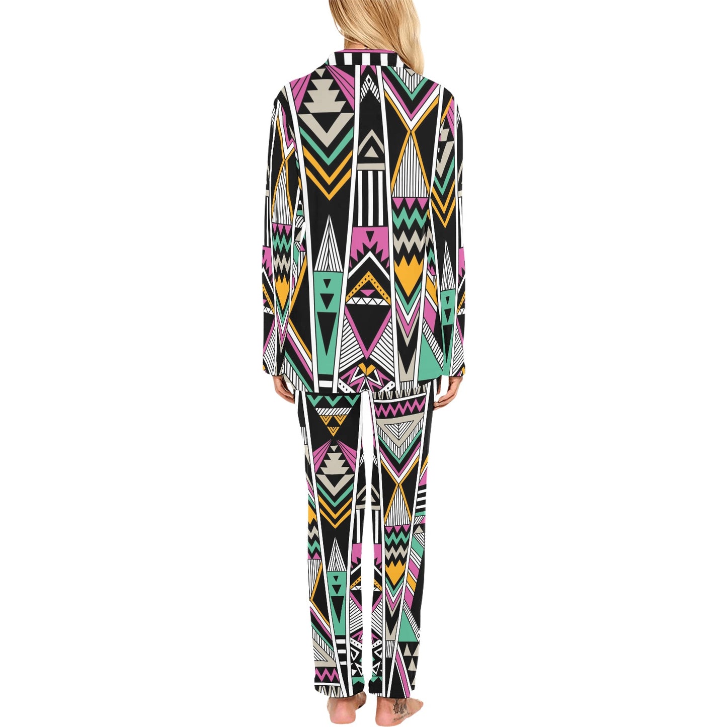 Tribal Aztec Triangle Women's Long Pajama Set
