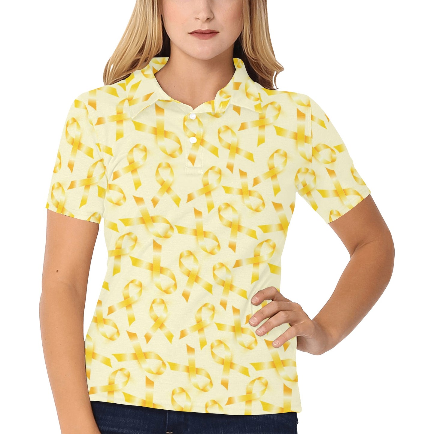 Childhood cancer Pattern Print Design 01 Women's Polo Shirt