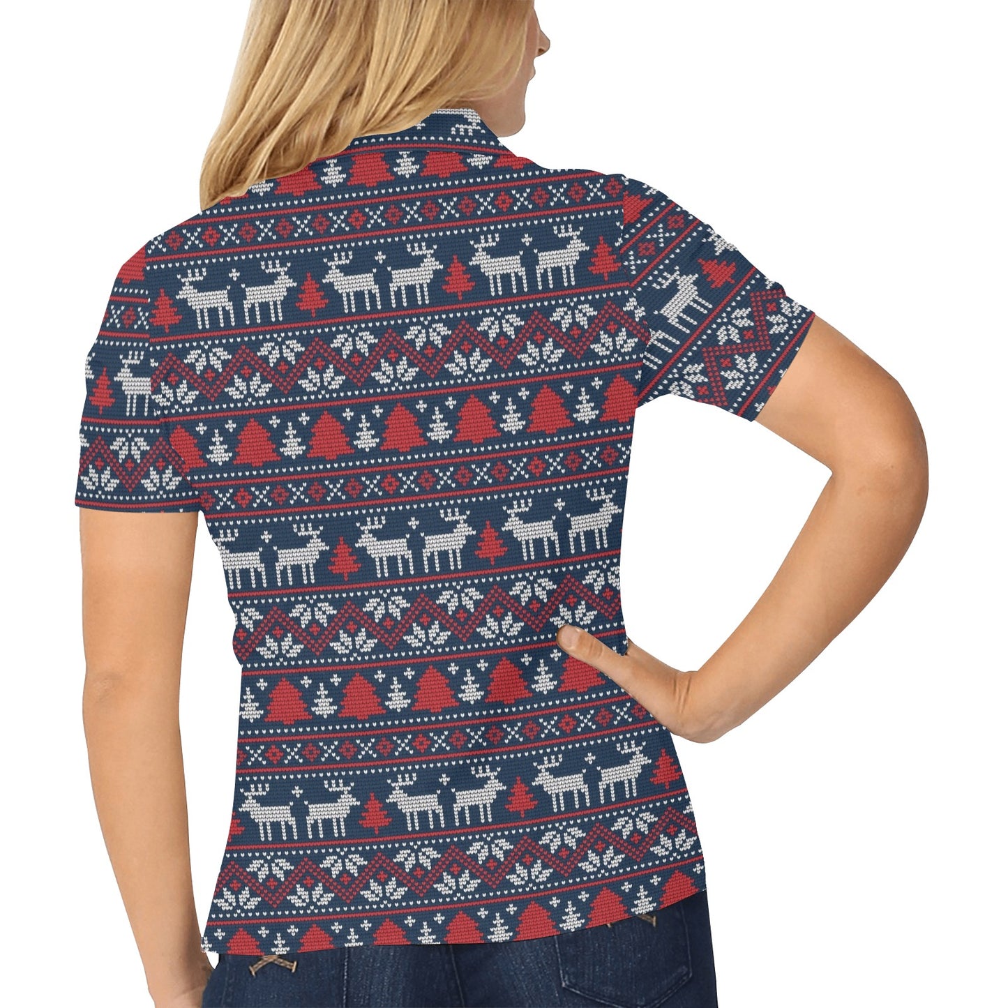 Reindeer Print Design LKS405 Women's Polo Shirt