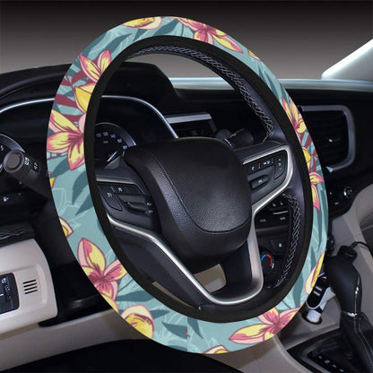 Summer Floral Print Design LKS304 Steering Wheel Cover with Elastic Edge
