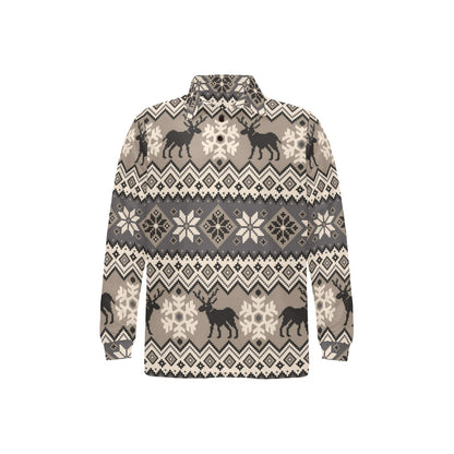 Nordic Pattern Print Design A01 Long Sleeve Polo Shirt For Men's