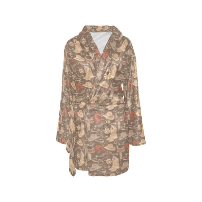 Cowboy Pattern Print Design 02 Women's Fleece Robe