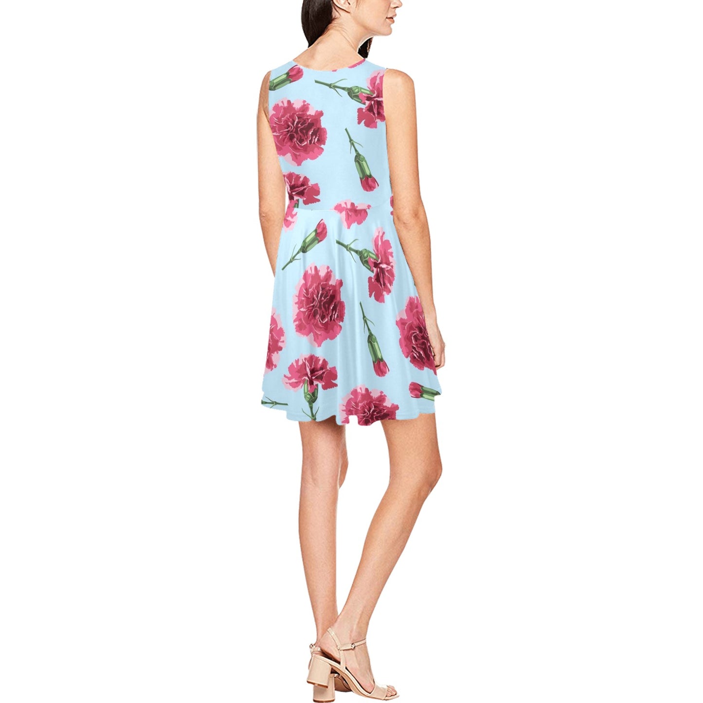 Carnations Pattern Print Design CN01 Sleeveless Dress