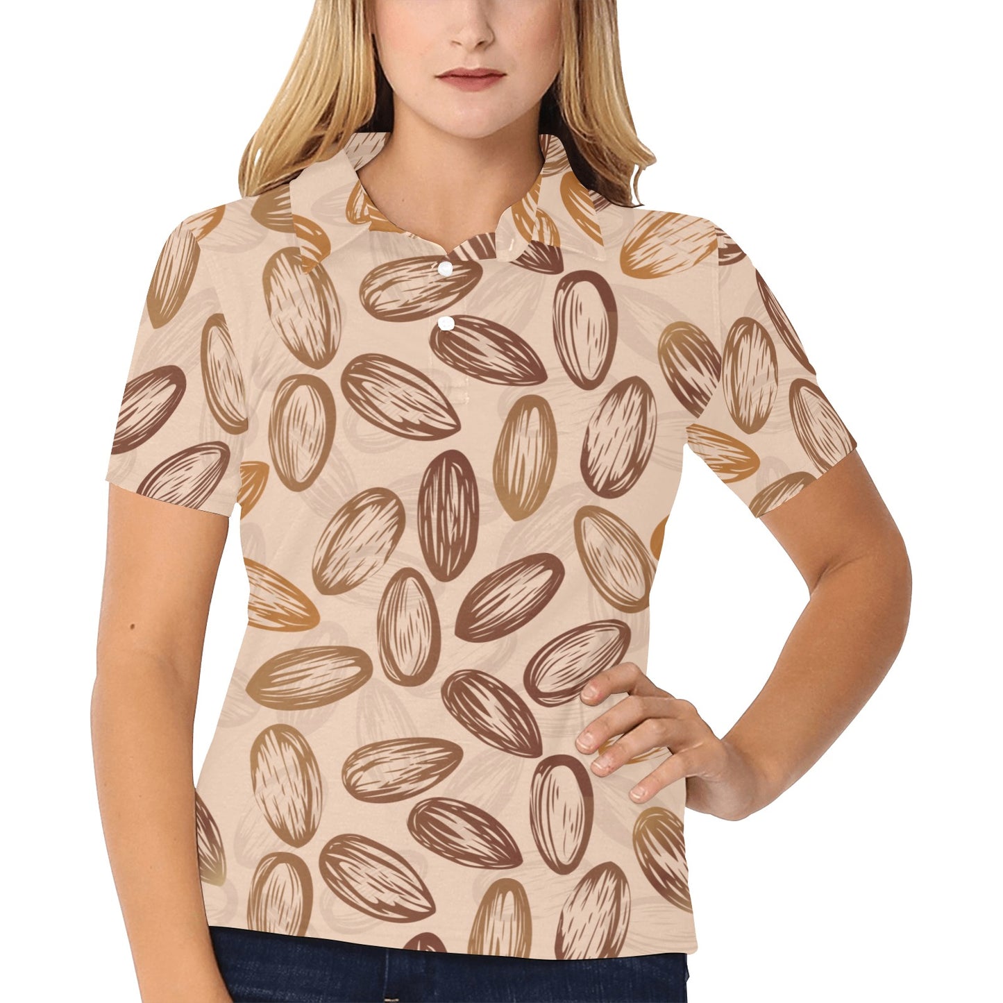 Almond Pattern Print Design 02 Women's Polo Shirt