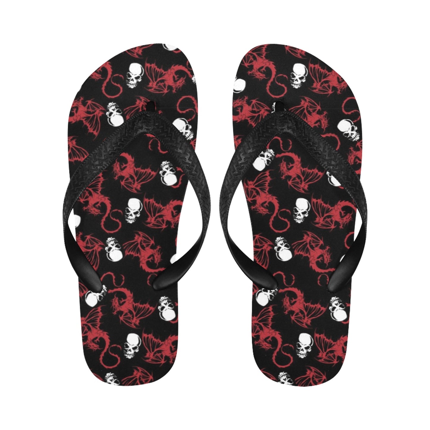 Skull With Red Dragon Print Design LKS304 Flip Flops