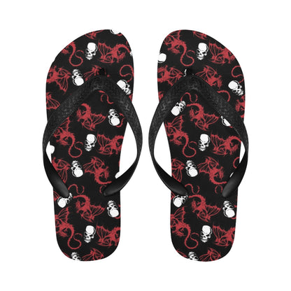 Skull With Red Dragon Print Design LKS304 Flip Flops