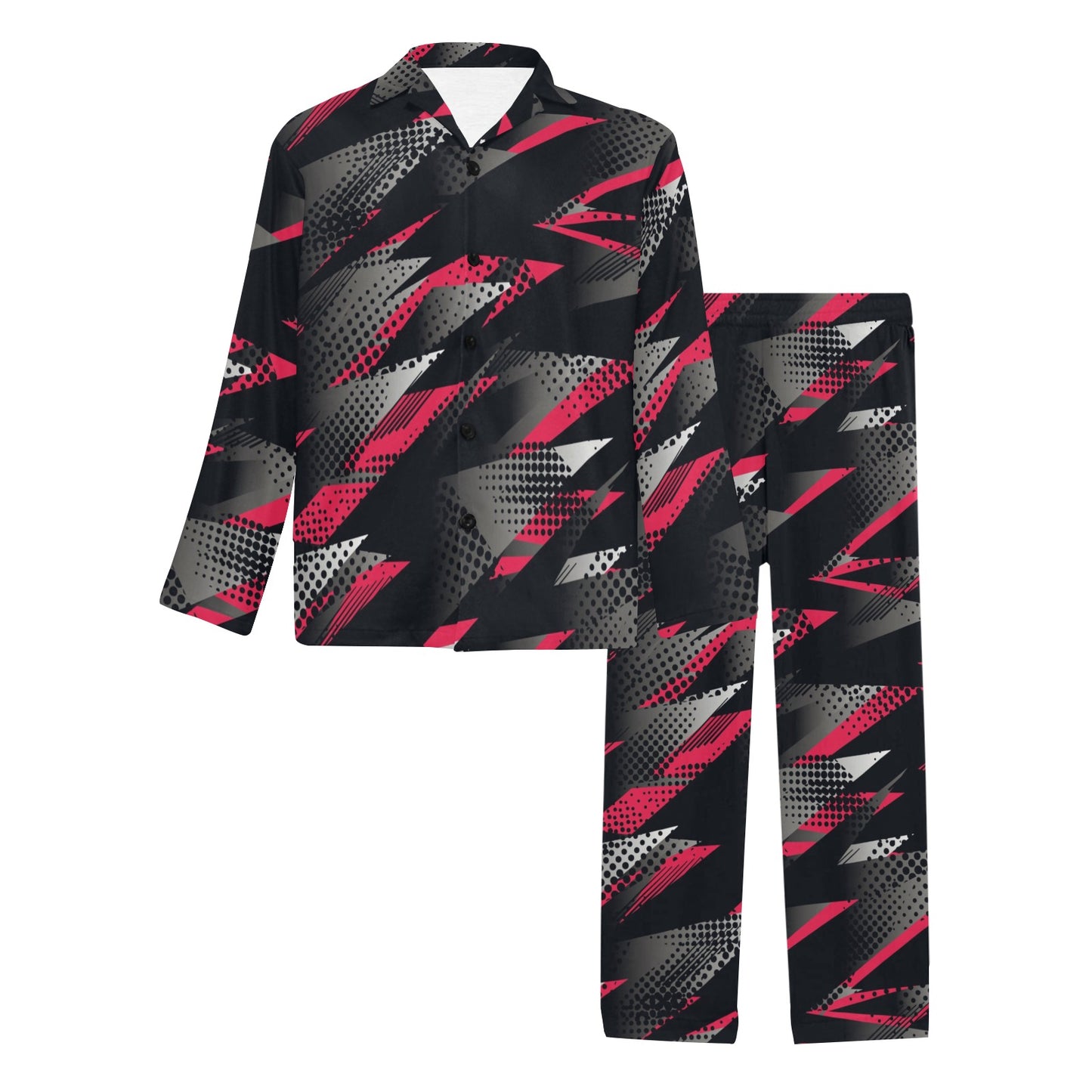 Racing Style Pattern Print Design A04 Men's Long Pajama Set