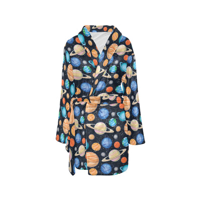 Planet Colorful Print Design LKS301 Women's Fleece Robe