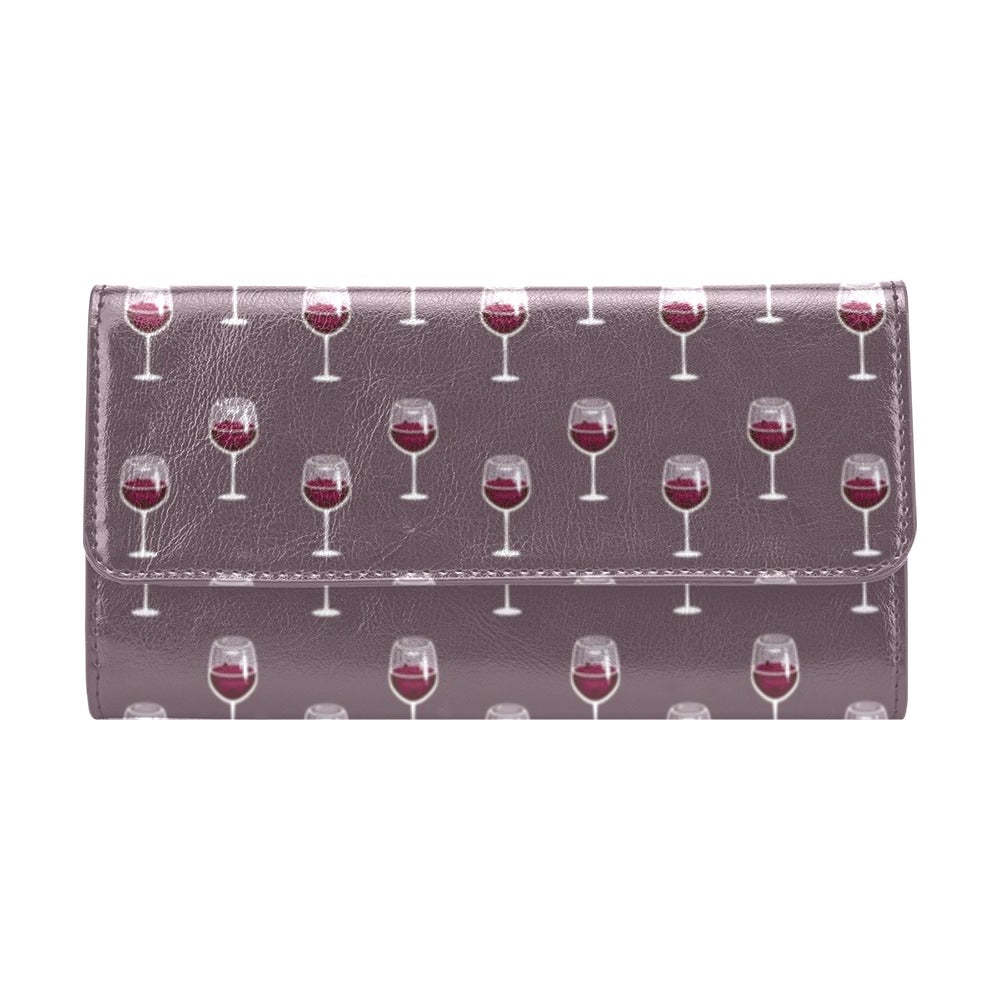 Wine Glass Pattern Print Design LKS305 Women's Trifold Wallet