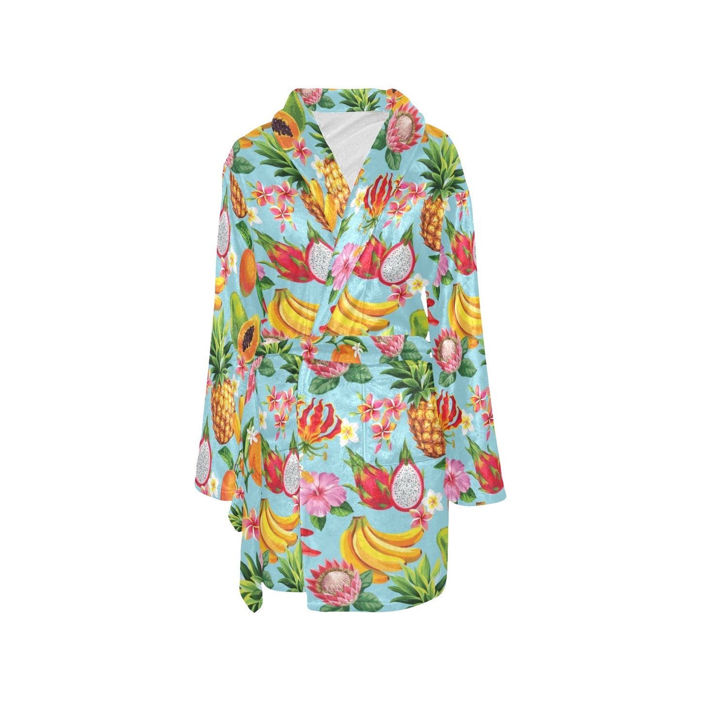 Tropical Fruits Pattern Print Design TF01 Women's Fleece Robe