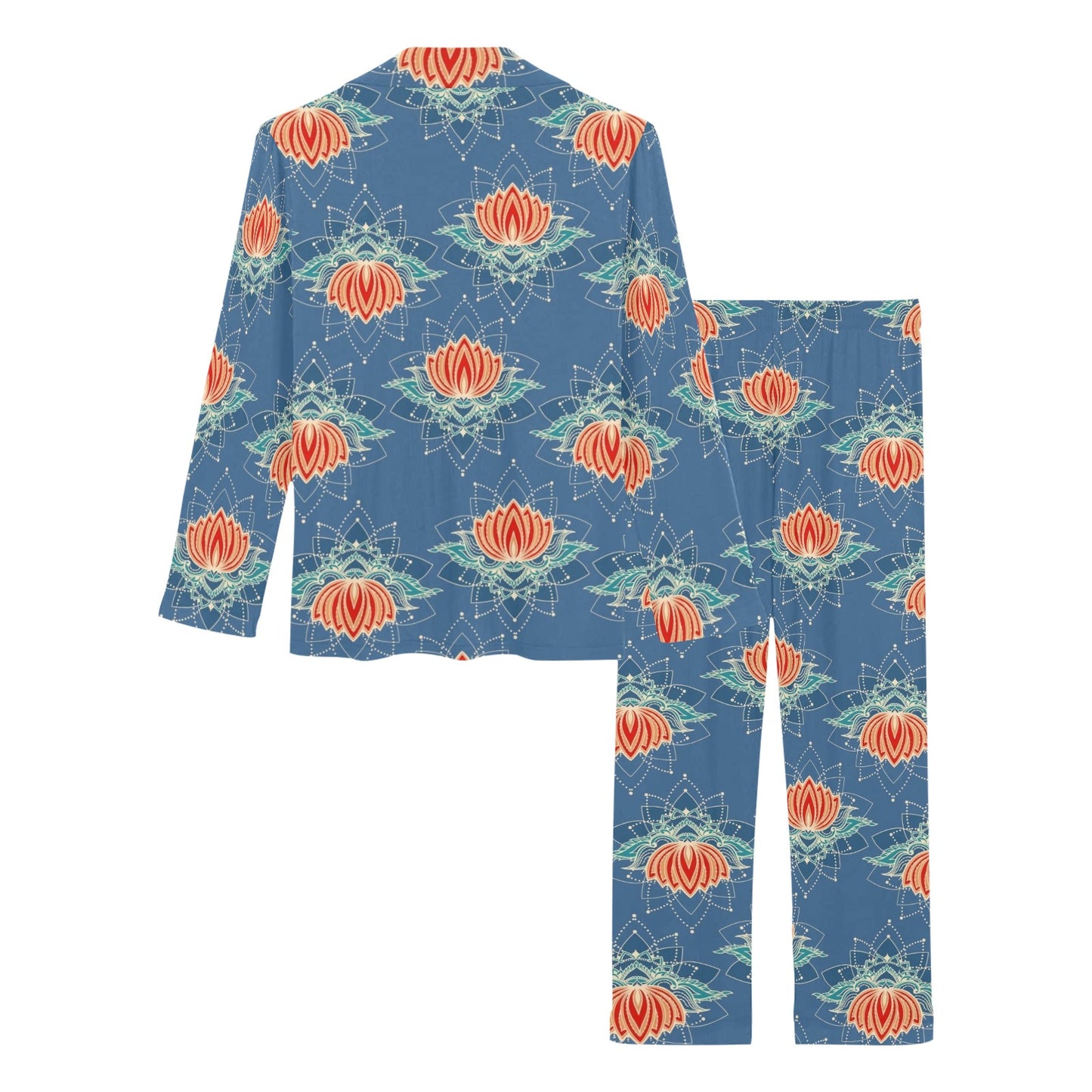 lotus Boho Pattern Print Design LO07 Women's Long Pajama Set