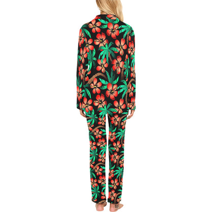 Hawaiian Themed Pattern Print Design H022 Women's Long Pajama Set