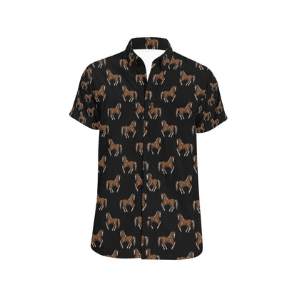 Horse Print Design LKS3010 Men Short Sleeve Button Up Shirt