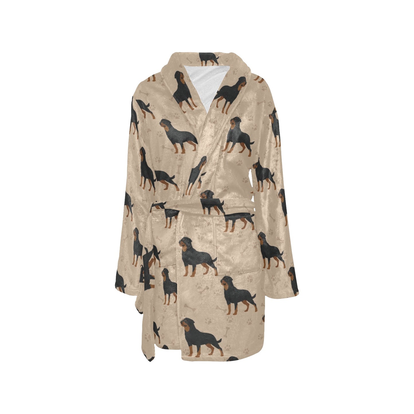 Rottweiler Pattern Print Design A01 Women's Fleece Robe