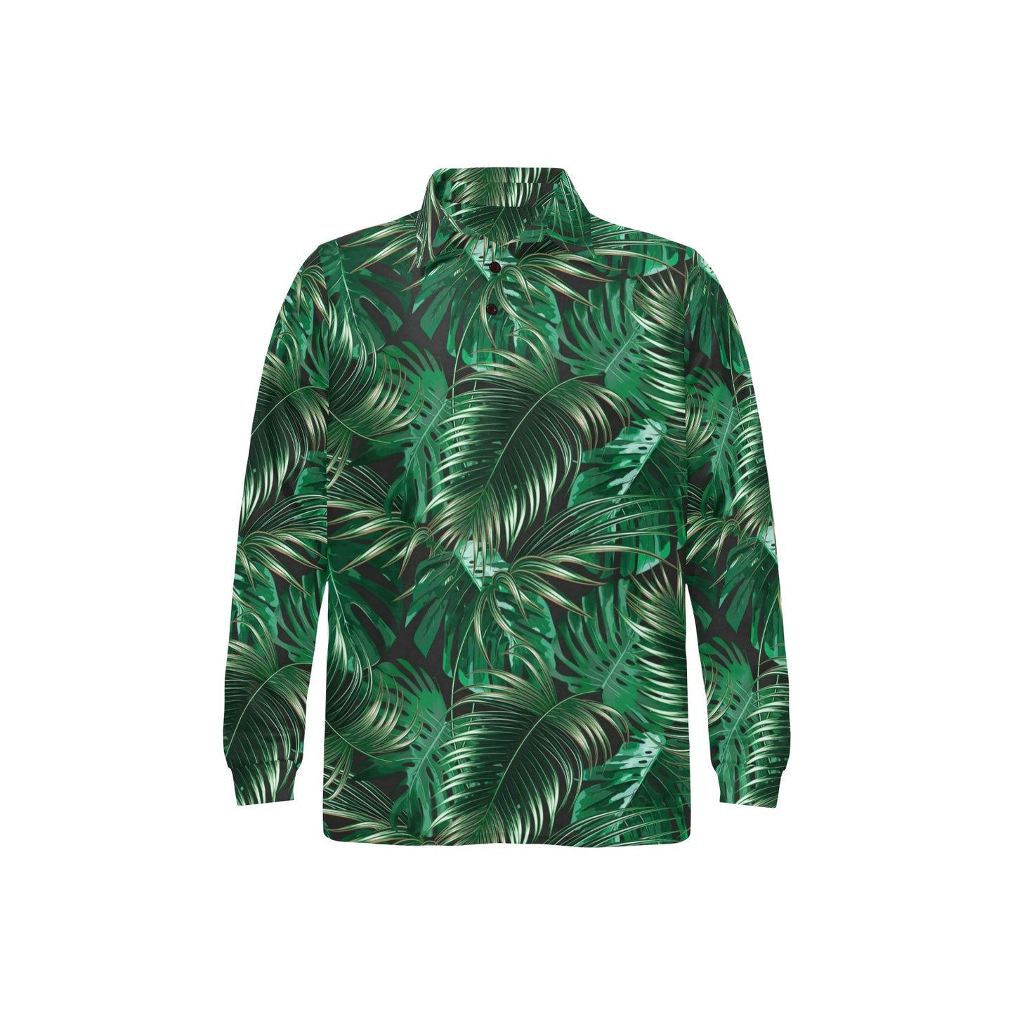 Tropical Flower Pattern Print Design TF012 Long Sleeve Polo Shirt For Men's
