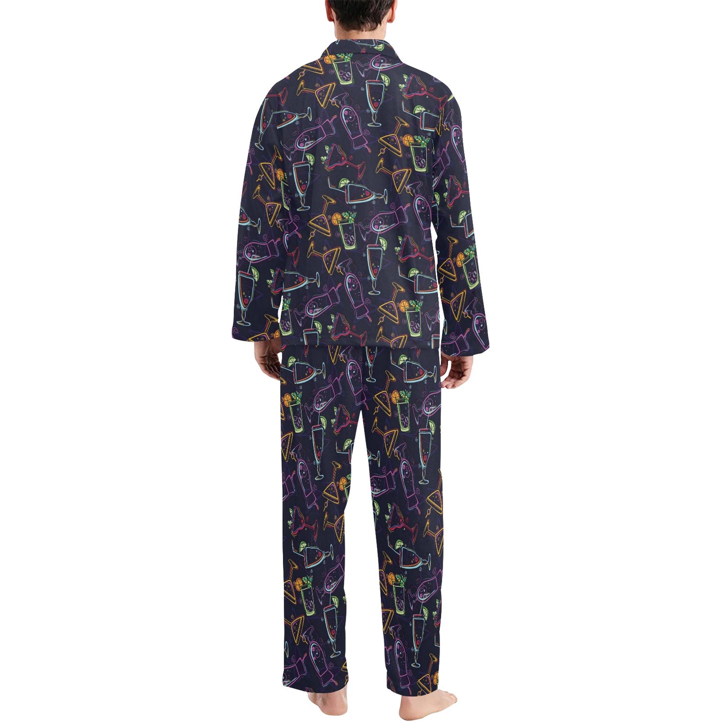 Cocktail Pattern Print Design 04 Men's Long Pajama Set