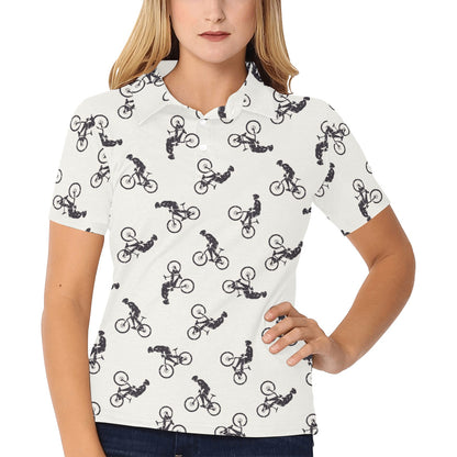 Mountain bike Pattern Print Design 01 Women's Polo Shirt