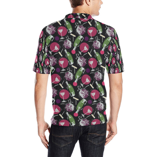 Wine Print Design LKS307 Men Polo Shirt