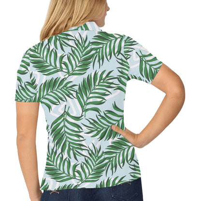 Palm Leaves Pattern Print Design PL06 Women's Polo Shirt
