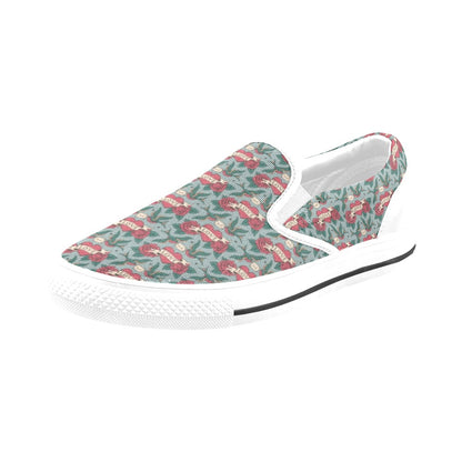 Tattoo Heart Print Design LKS301 White Slip Ons Canvas Women's Shoes