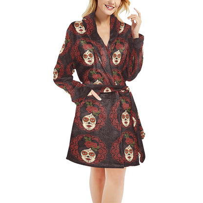 Day of the Dead Mexican Girl Women's Fleece Robe