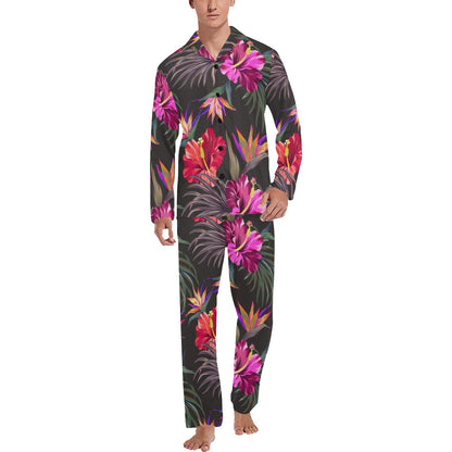 Hibiscus Pattern Print Design HB014 Men's Long Pajama Set