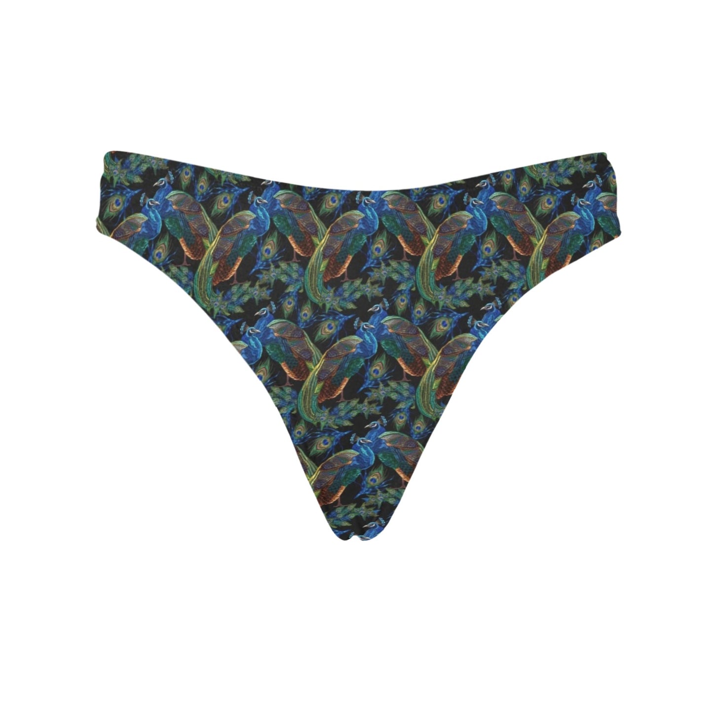 Peacock Themed Design Print Women's Thongs