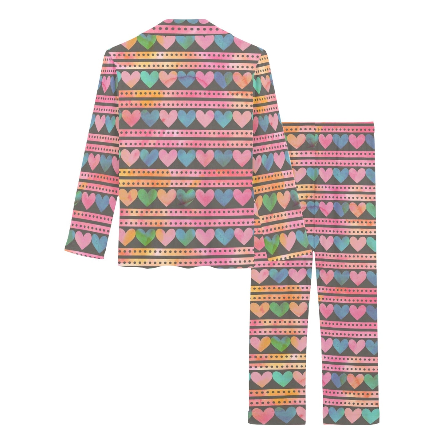 Heart Pattern Print Design HE010 Women's Long Pajama Set